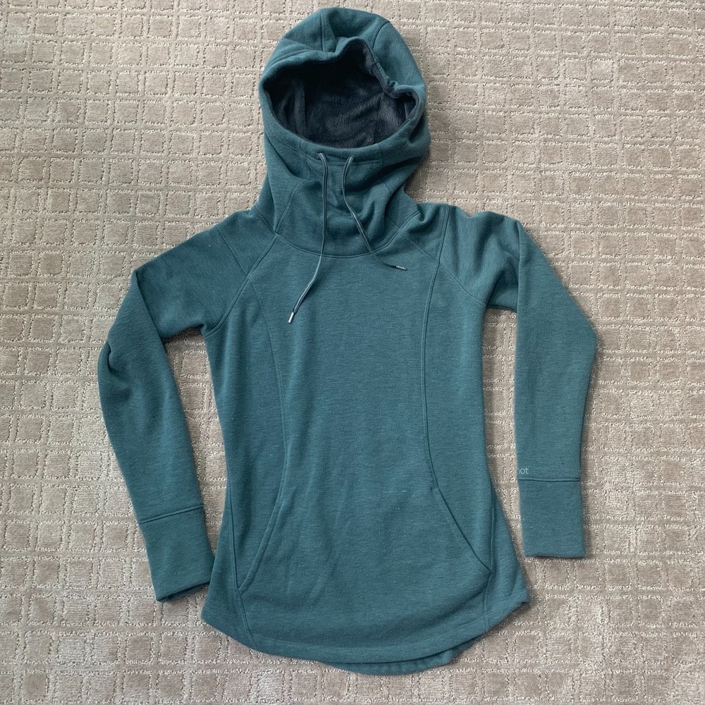 Marmot Women’s Tashi Teal Fuzzy Cowl Funnel Neck Hoodie Size Medium 009